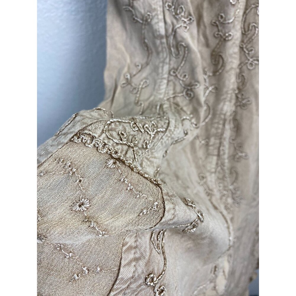 NEW Cute Option Boho Embroidered Midi Skirt Size XL Smocked Waist Prairie Floral - Picture 12 of 15